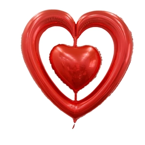 Red double heart-shaped aluminum foil balloon for Valentine's Day party decorations