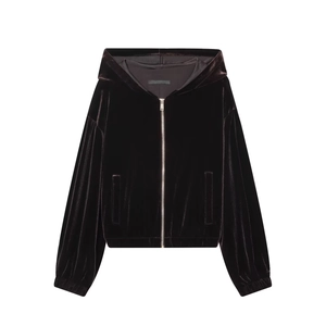 Giacca Con Cappuccio In Velluto Da Donna Felpa Casual A Maniche Lunga Con Cerniera Felpe In Velluto Tinta Unita