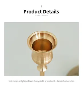 Detailed macro view of brass candle holder cup suitable for candles under 2.2cm diameter