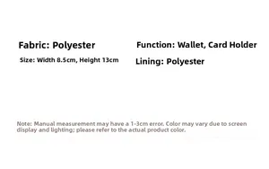 Detailed specifications for heart quilted card holder made of polyester size 8.5x13cm
