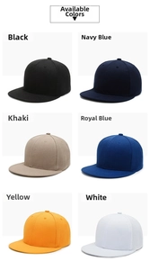 Gorras de béisbol de visera plana en seis colores: negro, marino, caqui, azul, amarillo, blanco