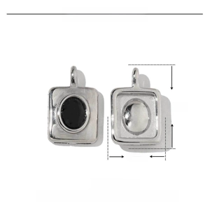 Detailed parameter diagram of the 20x12mm stainless steel square pendant with glass stone
