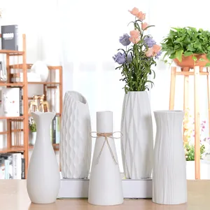 Modern Minimalist Ceramic Vase Nordic Style Gradient Geometric Textured Flower Arrangement Container Home Living Room Tabletop Decor