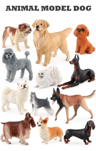 Detailed collection of 12 realistic dog breed figurines including Golden Retriever and Corgi
