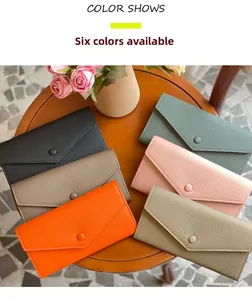 Echtleder-Umschlagbrieftaschen mit Litschi-Muster in sechs stilvollen Farben präsentiert