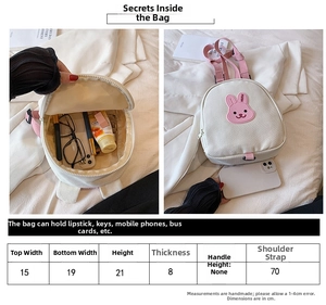Detailed size chart for kids mini backpack with dimensions and capacity specifications