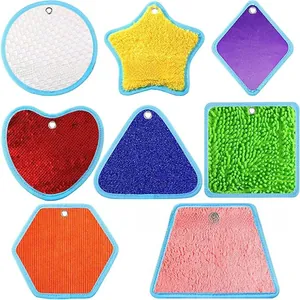 Detailed set of 8 animal sensory patches with various textures and shapes for tactile learning