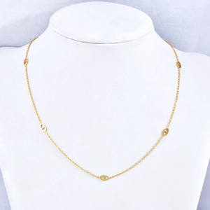 Elegant 18K gold plated necklace with hollow oval links on thin chain for women
