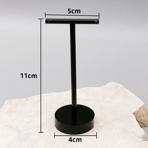Black T-shaped acrylic earring display stand with 11cm height for jewelry presentation