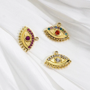 Colorful evil eye charms in 14k gold plated stainless steel for DIY jewelry making