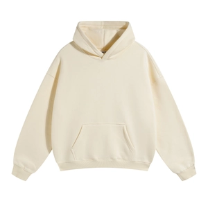 Sweat à capuche oversize blanc crème avec doublure polaire et poche kangourou