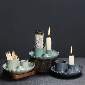 Ceramic Palo Santo Holder Sage Tray Incense Burner Candle Holder Petal Shape Spotted Glaze Zen Home Decor Scent Accessories