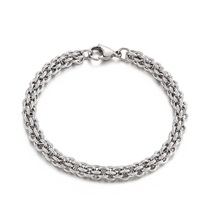 Men Stainless Steel Byzantine Chain Link Necklace Bracelet Simple Geometric Silver Tone Jewelry For Men Party Accessories