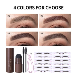 Eyebrow stamp kit with 4 shades for natural brow shaping and grooming in professional set
