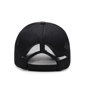 Cappellino trucker nero regolabile da uomo con rete traspirante posteriore e chiusura a scatto