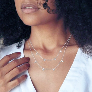 Collier multi-rangs minimaliste en argent sterling S925 avec pendentifs LOVE
