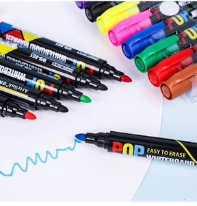 Detailed view of colorful Artriink WB-805 whiteboard markers with easy-to-erase nibs