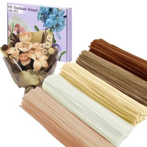 DIY handmade flower bouquet kit with 400 pieces of colorful craft pipe cleaners and box