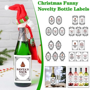 Lot d'étiquettes de bouteille de Noël amusantes avec diverses blagues pour bouteilles