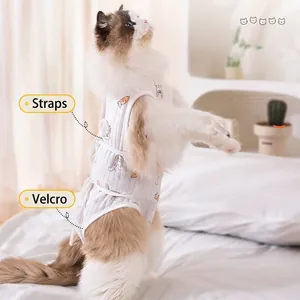 Cat Sterilization Recovery Suit Cotton Breathable Anti-Licking Post-Operative Clothes Tie-Up Gown For Surgical Recovery