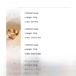 Detailed size chart for acrylic geometric bracelets showing weights and dimensions