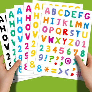 Set di adesivi colorati con alfabeto e numeri arcobaleno per decorazioni fai-da-te