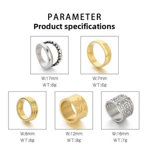 Gedetailleerde parameters van de holle geometrische ringen met 18K goudvergulding
