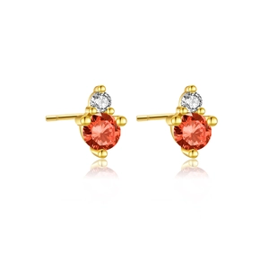 S925 sterling silver birthstone studs featuring orange and white round crystals