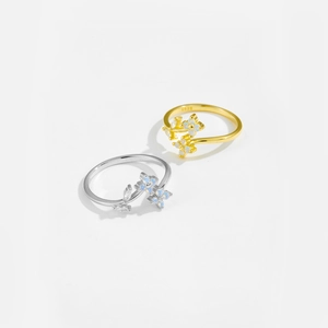 Adjustable S925 sterling silver flower cluster rings in gold and silver finish