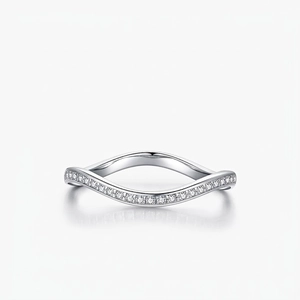 925 Sterling Silver Wave Ring Minimalist Micro Pave Zircon Stackable Fashion Jewelry For Women Elegant Finger Accessory