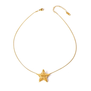 Minimalist gold titanium steel star pendant necklace with delicate chain and lobster clasp