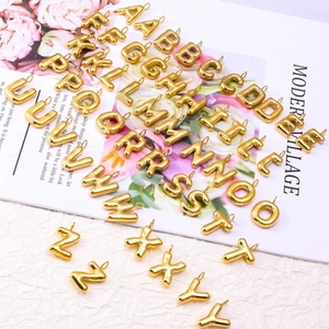 Puffy Balloon Letter Charms Stainless Steel DIY Alphabet Pendants For Necklace Bracelet Making Trendy Bubble Design Accessories