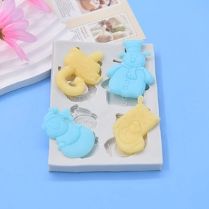 Moule en silicone bonhomme de neige et canne de Noël pour pâtisserie DIY et gâteaux