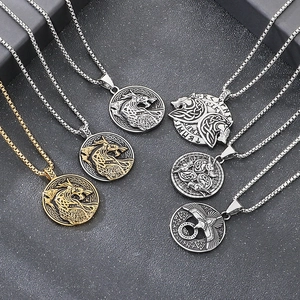 Viking Pendant Necklace Stainless Steel Rune Celtic Knot Retro Punk Nordic Mythology Jewelry For Men