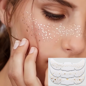 Metallic Freckle Tattoo Stickers Gold Rose Gold Silver Stamping Waterproof Glitter Face Decals For Party Makeup Women