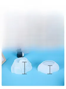 Top and side macro views of swan storage box silicone resin molds with dimensions