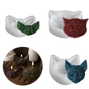 Cat Head Silicone Mold DIY Scented Candle Crafting Gothic Devil Design For Resin Epoxy Casting Handmade Home Ornament