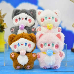 Cute Cartoon Cat Plush Keychain Soft Stuffed Kitty Doll Bag Charm Mini Animal Plushie Toy For Women Kids Gift 12cm