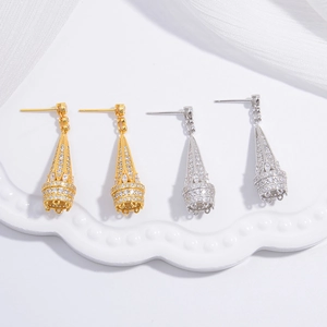 925 Sterling Silver Zirconia Inlaid Bell Shaped Drop Earrings For Women Light Luxury Vintage 3D Tassel Dangle Earrings Jewelry