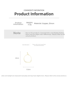 Vue détaillée du bracelet étoile plaqué or 18k avec zircons et dimensions