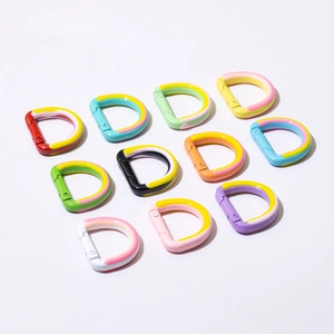 Colorful D-shaped spring gate rings for DIY keychains in a variety of vibrant painted finishes