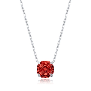 Elegant S925 sterling silver necklace with a brilliant red garnet rose-cut octagon pendant