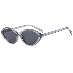 Retro small cat eye sunglasses for women with transparent grey frame and UV400 lenses