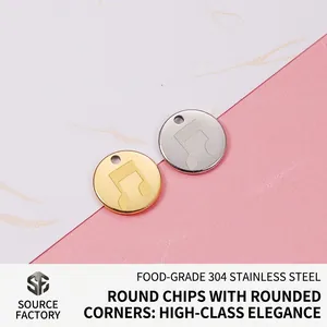 Musical Note Round Circle Pendant 304 Stainless Steel Mirror Polished For DIY Necklace Bracelet Jewelry Making Charm