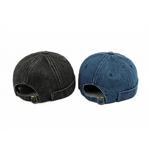 Confezione da 2 cappelli docker in denim lavato vintage blu e grigio scuro regolabili