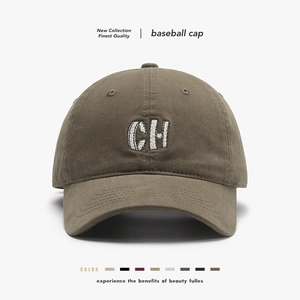 Baseball Cap Cotton Breathable Sun Protection Adjustable Metal Buckle Outdoor Travel Vintage CH Letter Embroidery Unisex
