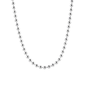 Minimalist S925 sterling silver bead chain necklace with high-polished metal finish