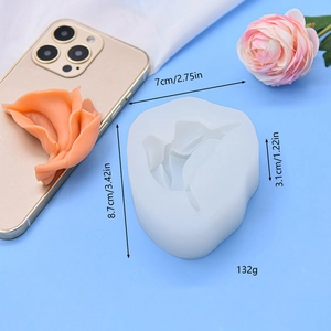 Floral silicone mold for resin or gypsum with rose petal shapes and measurements