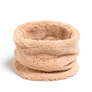 Camel coral fleece neck warmer for women with soft plush texture in circular design