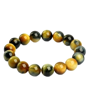 Natural golden tiger eye stone beaded bracelet with polished chatoyancy effect